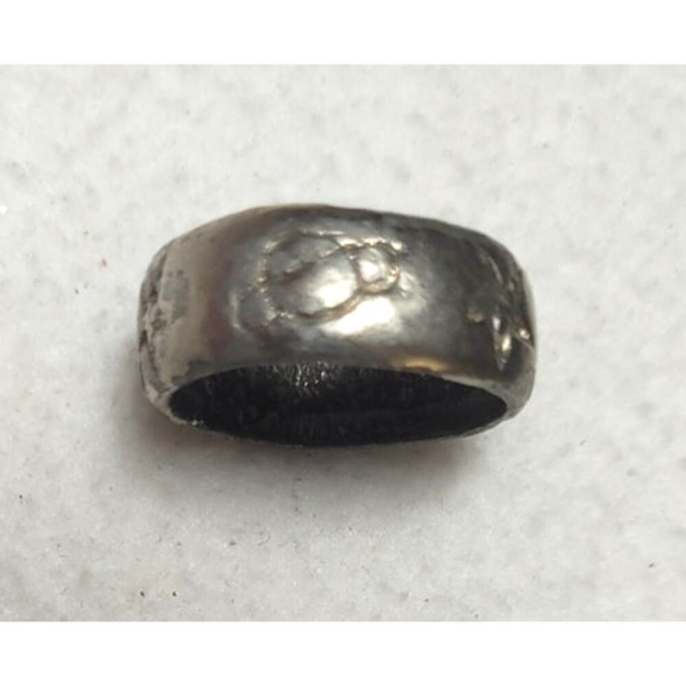 Vtg Handmade Sterling Silver Ring Celestial Folk Art Sz 7.75 Shabby Chic Organic